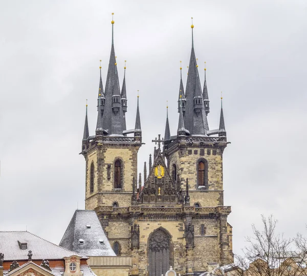 Церковь Пресвятой Богородицы Перед Тыном Праге Столице Чехии — стоковое фото
