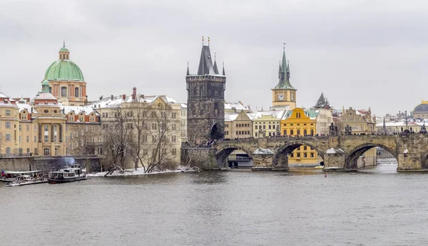 Πανοραμική Άποψη Της Πράγας Την Πρωτεύουσα Της Τσεχίας Στο Χειμερινή — Φωτογραφία Αρχείου