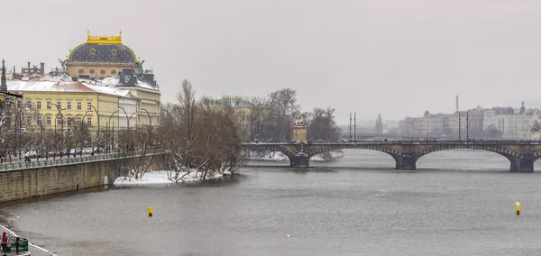 Panoramik Kış Zaman Çek Cumhuriyeti Nin Başkenti Prag — Stok fotoğraf
