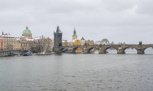 Panoramautsikt Över Prag Huvudstad Republiken Tjeckien Vintern — Stockfoto