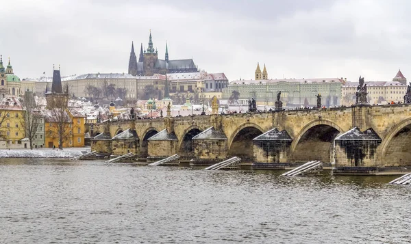 Blick Auf Prag Die Hauptstadt Der Tschechischen Republik Winter — Stockfoto