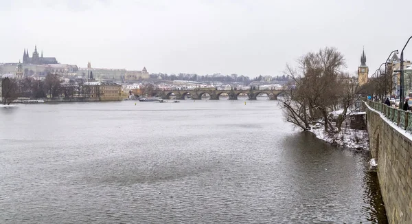 Vista Panorâmica Praga Capital República Checa Inverno — Fotografia de Stock