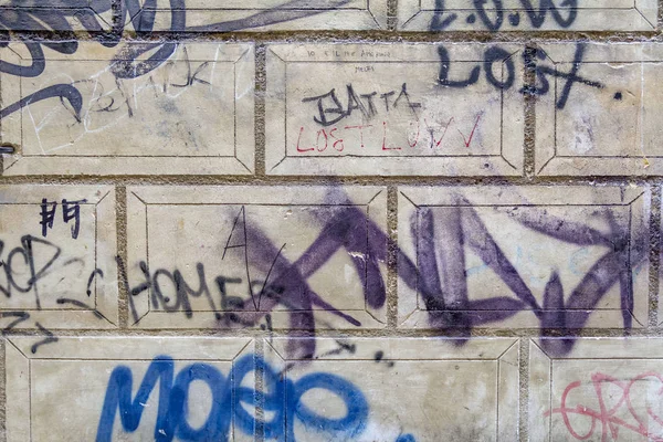 Muur Detail Met Geschilderde Graffiti Het Gezien Praag Tsjechische Republiek — Stockfoto