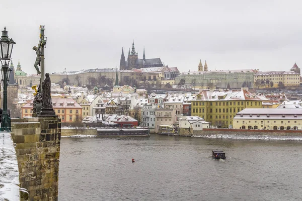 Πανοραμική Άποψη Της Πράγας Την Πρωτεύουσα Της Τσεχίας Στο Χειμερινή — Φωτογραφία Αρχείου