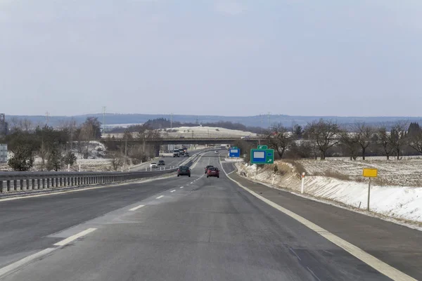 Straßenbild Auf Der Autobahn Winter — Stockfoto