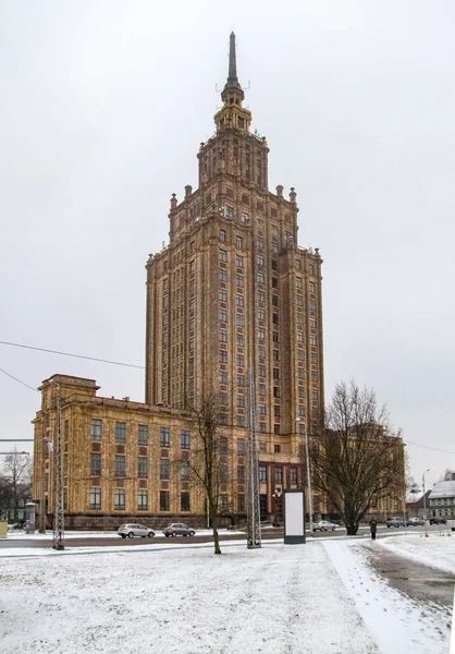 Lettiska Akademin Vetenskaper Riga Lettlands Huvudstad Vintern — Stockfoto