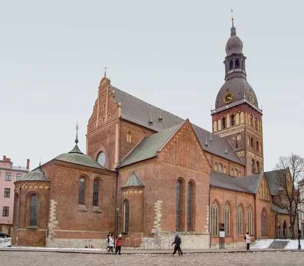Riga Riga Lettország Fővárosa Téli Időben Katedrális — Stock Fotó