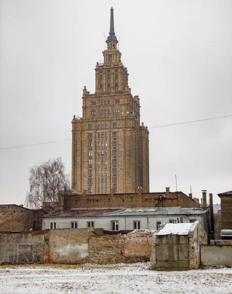 Accademia Lettone Delle Scienze Riga Capitale Della Lettonia Durante Inverno — Foto Stock