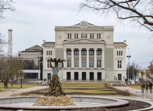 Lettiska Nationaloperan Riga Lettlands Huvudstad Vintern — Stockfoto