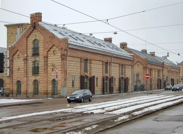 Zona Armazenamento Riga Capital Letónia Hora Inverno — Fotografia de Stock