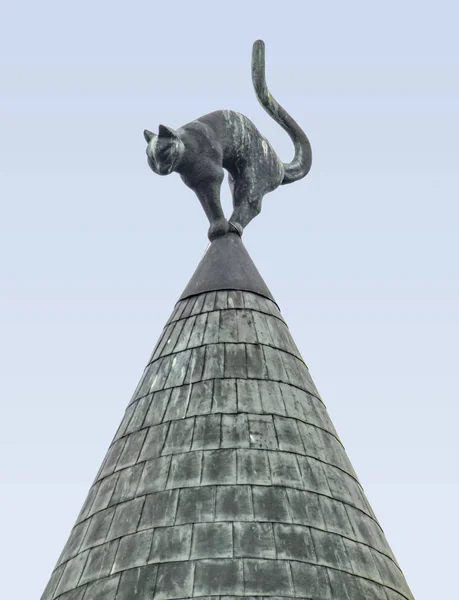 Cat Sculpture Roof Seen Riga Capital City Latvia — Stock Photo, Image