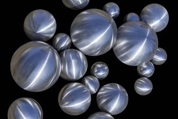 Closeup Shot Showing Lots Brushed Metal Balls Various Sizes Black — Stock Photo, Image