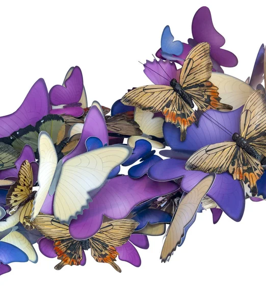 Kolorowy Motyl Ornament Wykonane Papieru Białym Tle Biały Tył — Zdjęcie stockowe