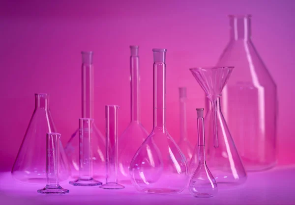 Variety Laboratory Glassware Violet Ambiance — Stock Photo, Image