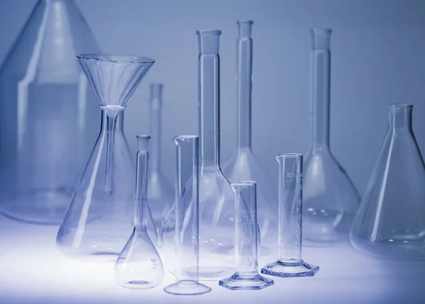 Variety Laboratory Glassware Blue Ambiance — Stock Photo, Image