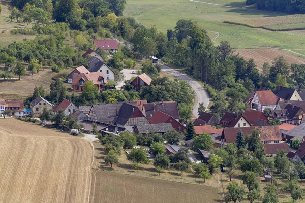 Vue Aérienne Montrant Village Nommé Baechlingen Près Langenburg Hohenlohe Une — Photo