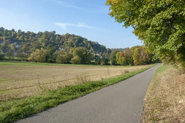 Idyllic Rural Cycle Path Hohenlohe Autumn Time — Stock Photo, Image