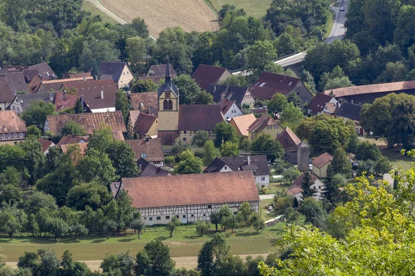 Vista Aérea Mostrando Uma Aldeia Chamada Baechlingen Perto Langenburg Hohenlohe — Fotografia de Stock