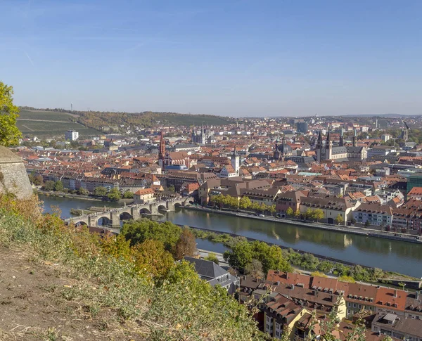 Aerial View Wuerzburg Franconian City Bavaria Germany — Stock Photo, Image