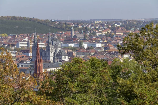 Lotu Ptaka Wuerzburg Frankońskiego Miasta Niemczech Bawarii — Zdjęcie stockowe