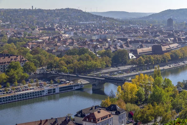 Lotu Ptaka Wuerzburg Frankońskiego Miasta Niemczech Bawarii — Zdjęcie stockowe