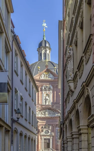 Detalle Arquitectónico Iglesia Neumuenster Collegiate Wuerzburg Una Ciudad Franca Baviera — Foto de Stock