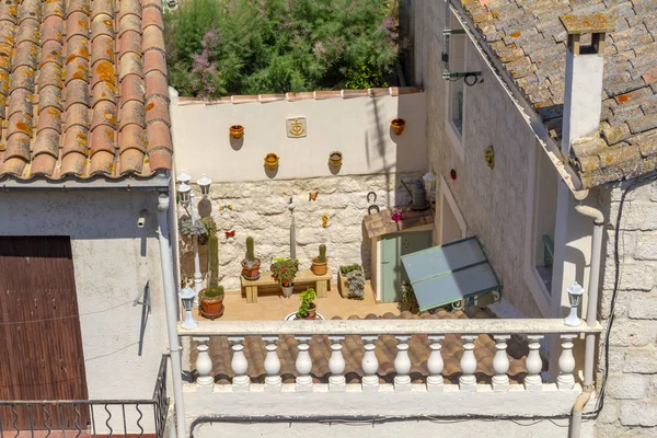 Vue Grand Angle Une Terrasse Sur Toit Aigues Mortes France — Photo