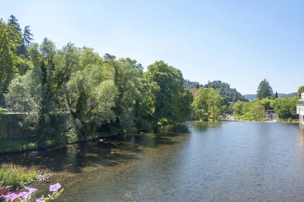 Landschaft Rund Vals Les Bains Eine Gemeinde Departement Ardeche Fluss — Stockfoto