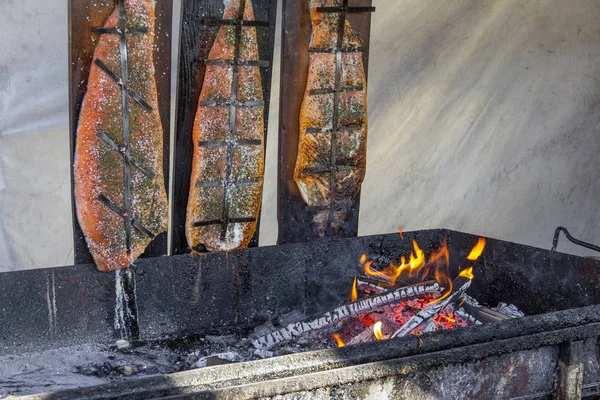 Salmon barbecue — Stock Image Salmon barbecue Stock Photo