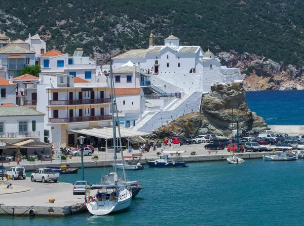 Skopelos Com Panagitsa Pyrgos Grupo Ilha Sporades Grécia — Fotografia de Stock