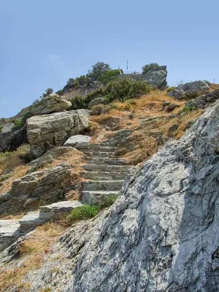 Yunanistan Daki Sporades Ada Grubunun Sporelos Taki Merdivenleri — Stok fotoğraf