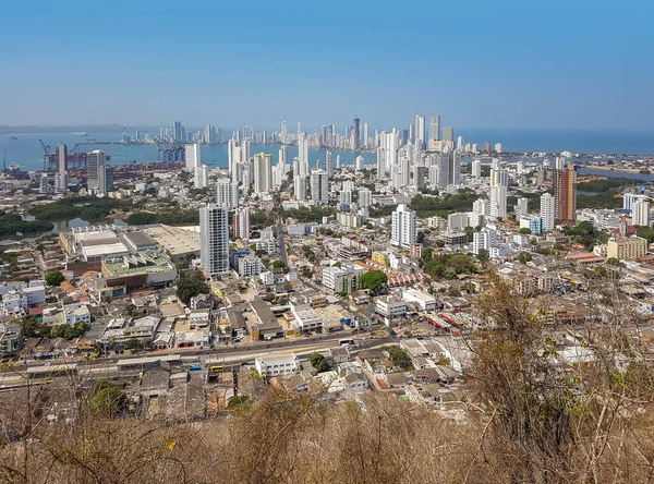 Vista Aérea Uma Cidade Chamada Cartagena Colômbia — Fotografia de Stock