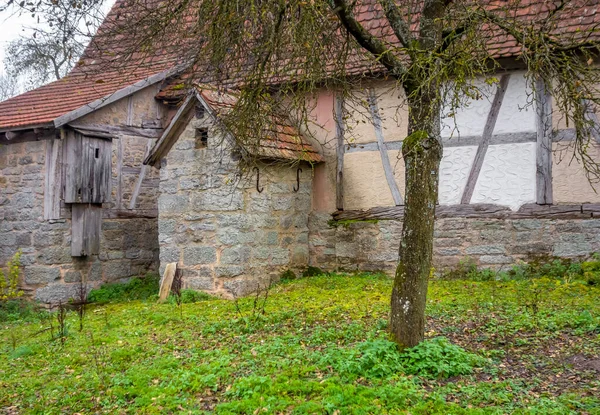 Paisaje Rural Con Antigua Granja Otoño Hohenlohe Una Zona Sur —  Fotos de Stock