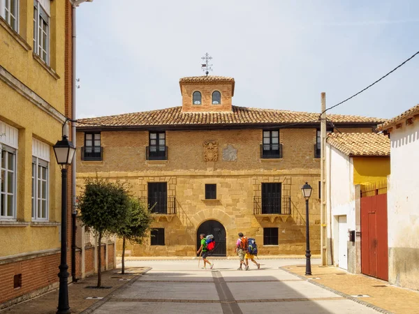 Pilgrims Pass Strong Solid Navarran Style House Camino Uterga Navarre — Stock Photo, Image