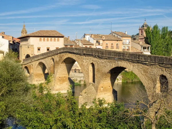 Pont Roman Xie Siècle Sur Arga Est Des Emblèmes Chemin — Photo