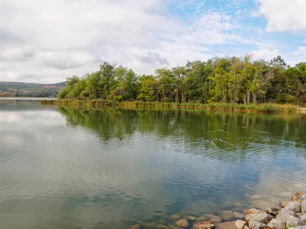 Calm water of the La Grajera water reservoir - Logrono, La Rioja, Spain