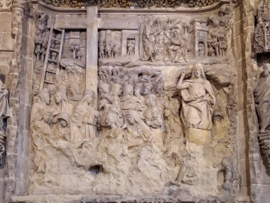 Diriliş kabartma Felipe de Vigarny tarafından trasaltar Saint Mary Katedrali - Burgos, Kastilya ve Leon, İspanya, 13 Eylül 2014