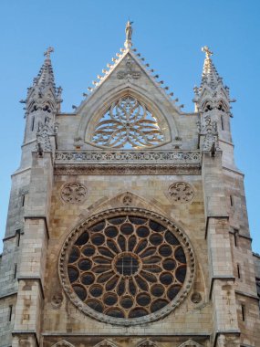 Santa Maria de Leon Katedrali - Leon, Kastilya ve Leon, İspanya nın Batı Cephesi Merkezi parçası