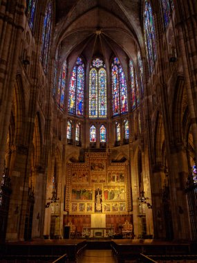 Ana sunak yarım daire biçimli apsis Santa Maria de Leon Katedrali - Leon, Kastilya ve Leon, İspanya