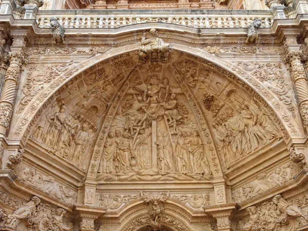 Piękny Kamień Płaskorzeźby Portalu Katedry Saint Mary Astorga Kastylia Leon — Zdjęcie stockowe