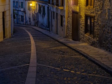 Sabah sokakta dik Campo de la Gallina - Villafrance del Bierzo, Kastilya ve Leon, İspanya