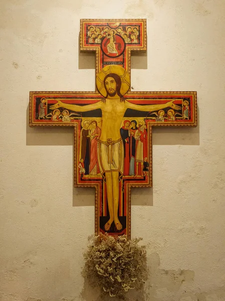 Replika Xii Wieku Ikona Chrystusa San Damian Przedromańskim Kościołem Santa — Zdjęcie stockowe