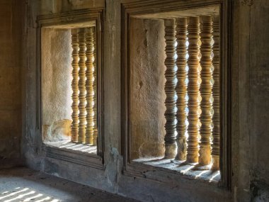 Angkor Wat 'ta oyulmuş baluster' lar Siem Reap, Kamboçya