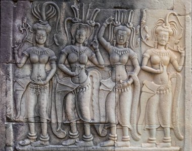 Angkor Wat 'ta kadın ruhların (apsaras) rahatlaması - Siem hasadı, Kamboçya