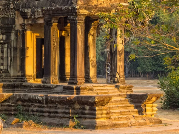 South Library Angkor Wat Lit Setting Sun Siem Reap Cambodia — Stock Photo, Image