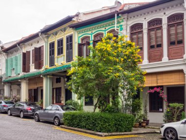 Zümrüt Tepesi Yolu 'nun birçok evi Çin Barok mimarisinin güzel örnekleridir. Singapur.