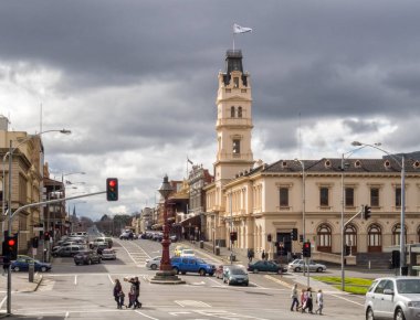 Sturt Caddesi ve Lydiard Caddesi 'nin köşesindeki eski postane - Ballarat, Victoria, Avustralya