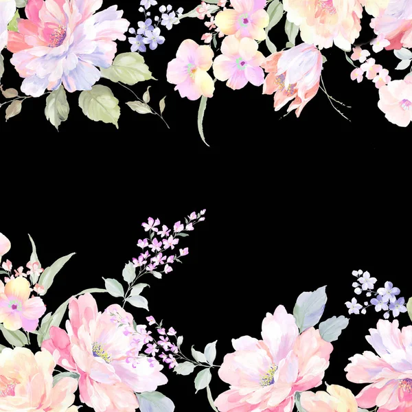Akvarell Rózsa Virág Gyűjtemény — Stock Fotó