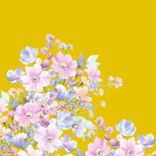 Aquarela Rosa Coleção Flores — Fotografia de Stock