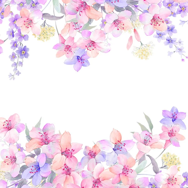 水彩玫瑰牡丹花 — 图库照片